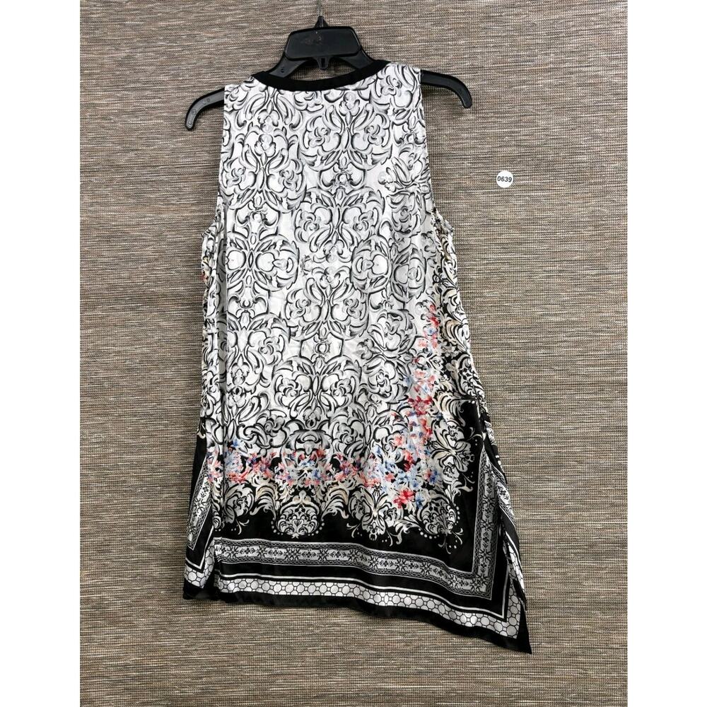 White House Black Market Floral Tunic Shirt Womens 10 Sleeveless Casual V Neck - Picture 2 of 8